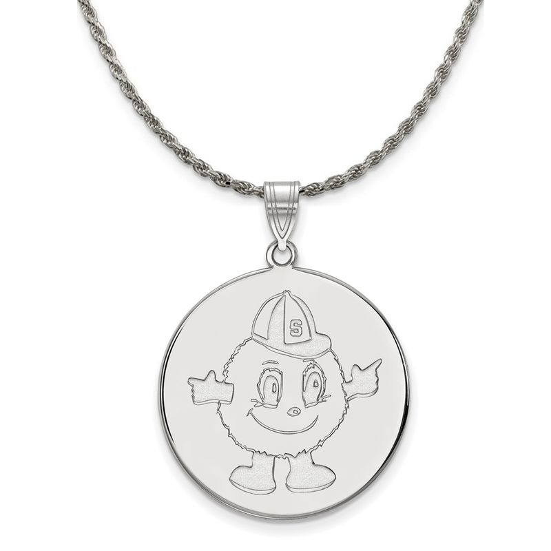 Sterling Silver Syracuse U. Xl Disc Pendant Necklace - 24 Inch